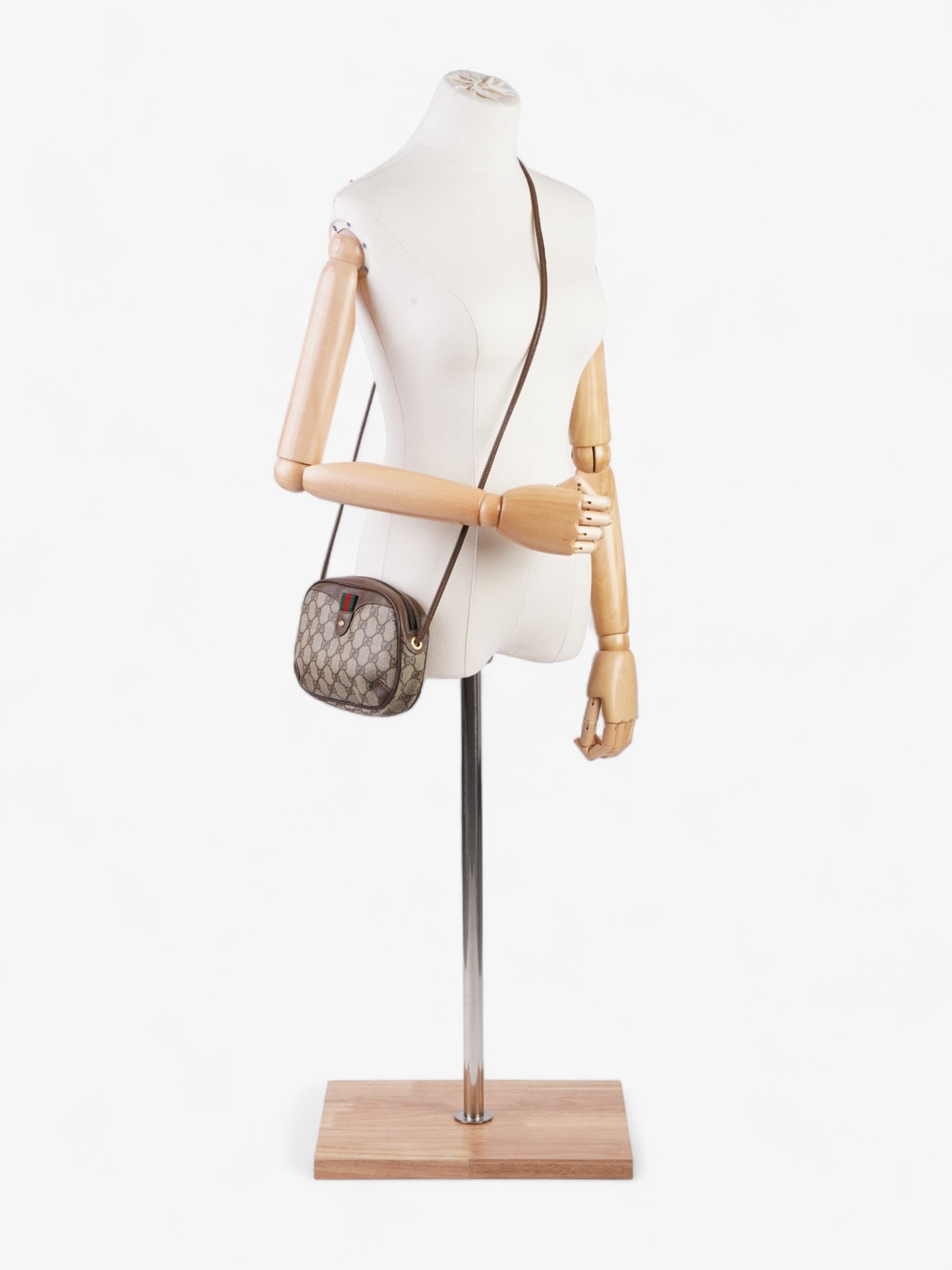 Gucci Web Sherry Line And Ebony Supreme Coated Canvas Brown Crossbody Bag