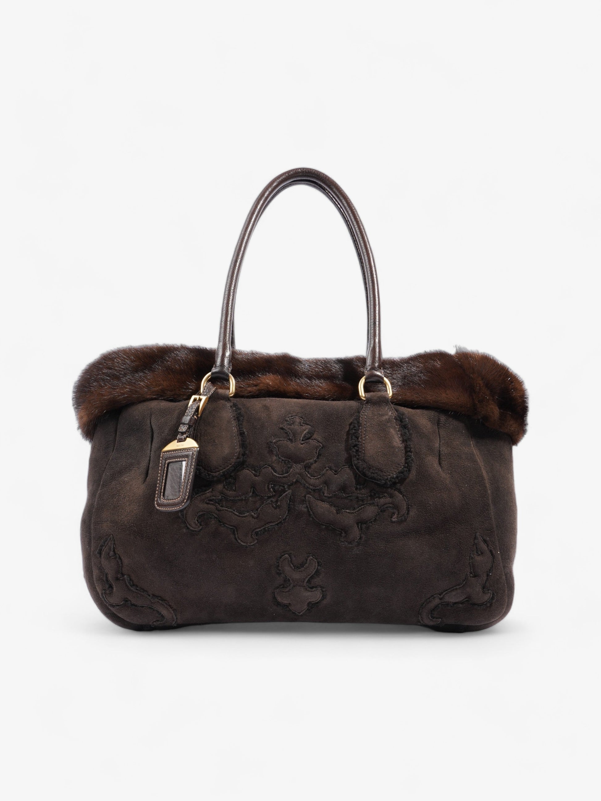 Prada Shearling Bag Shearling Brown Shoulder Bag