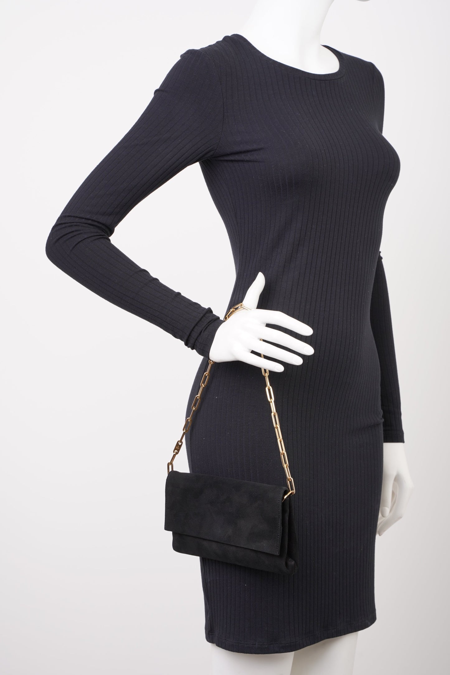 Gucci Velvet Shoulder Bag Black Chain