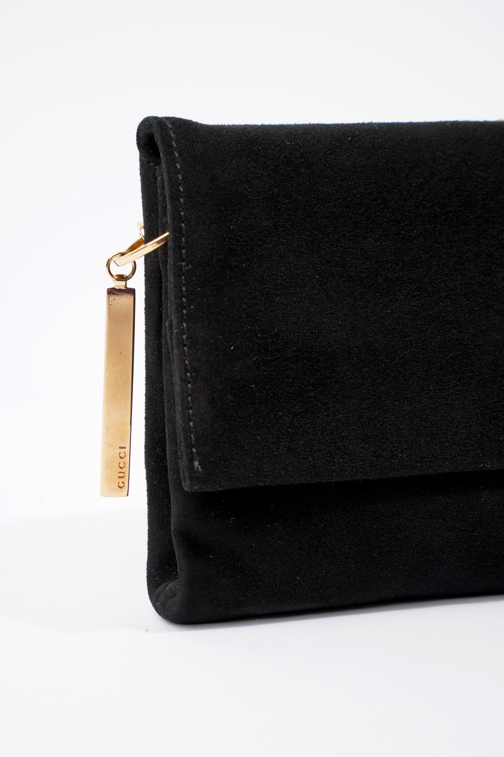 Gucci Velvet Shoulder Bag Black Chain