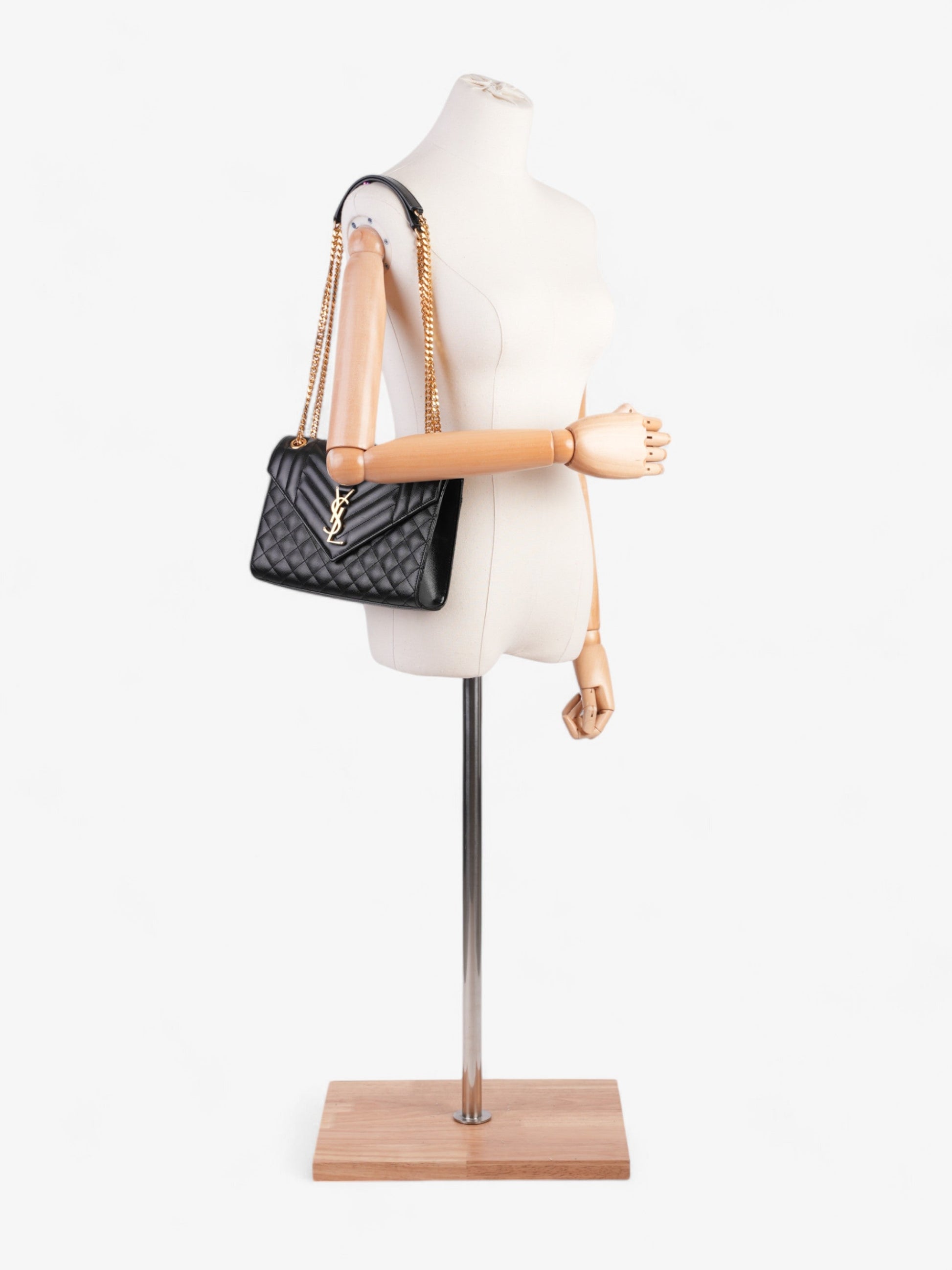 YSL Saint Laurent Triquilt Envelope Bag Leather Black Crossbody Bag
