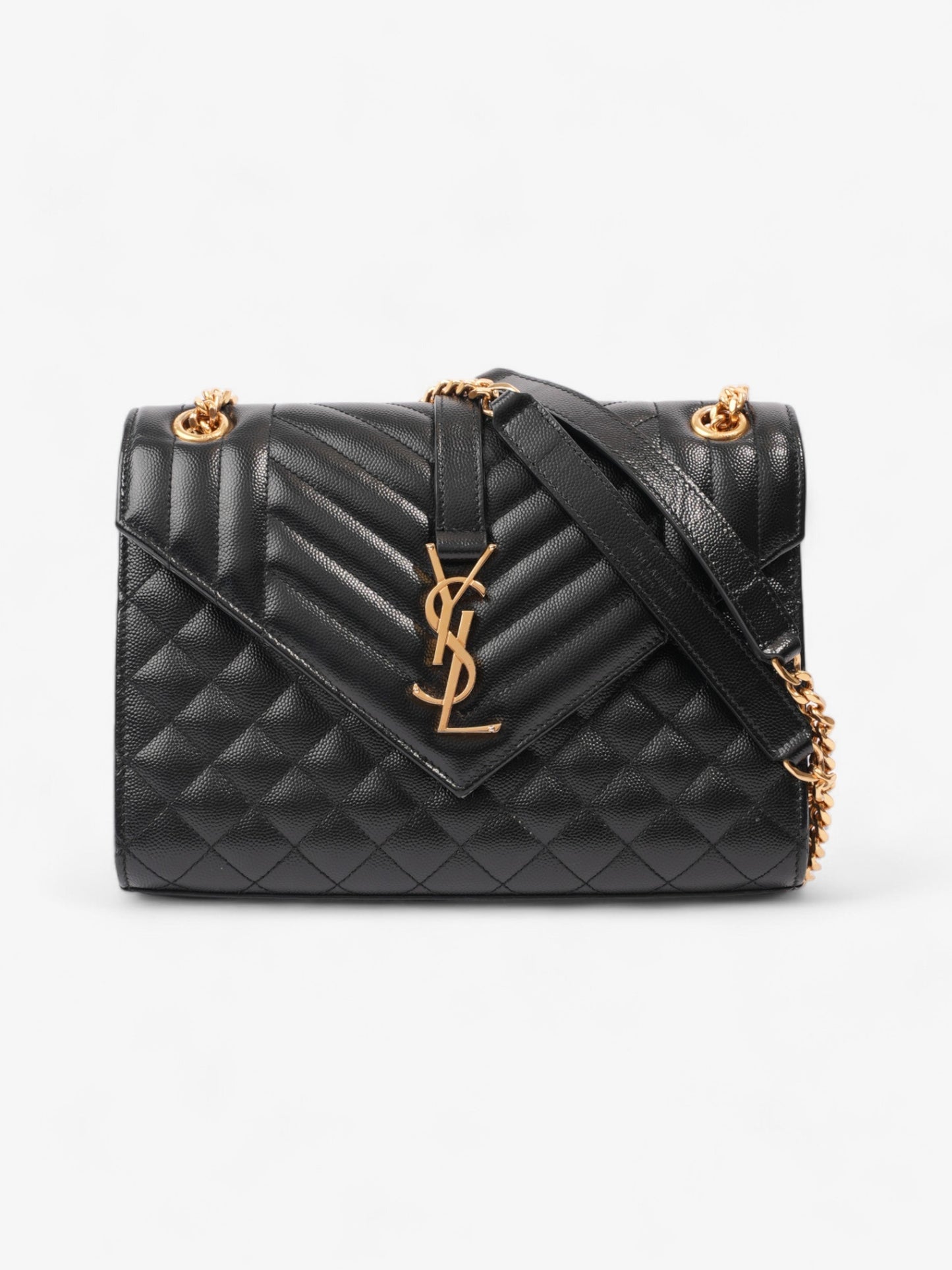 YSL Saint Laurent Triquilt Envelope Bag Leather Black Crossbody Bag