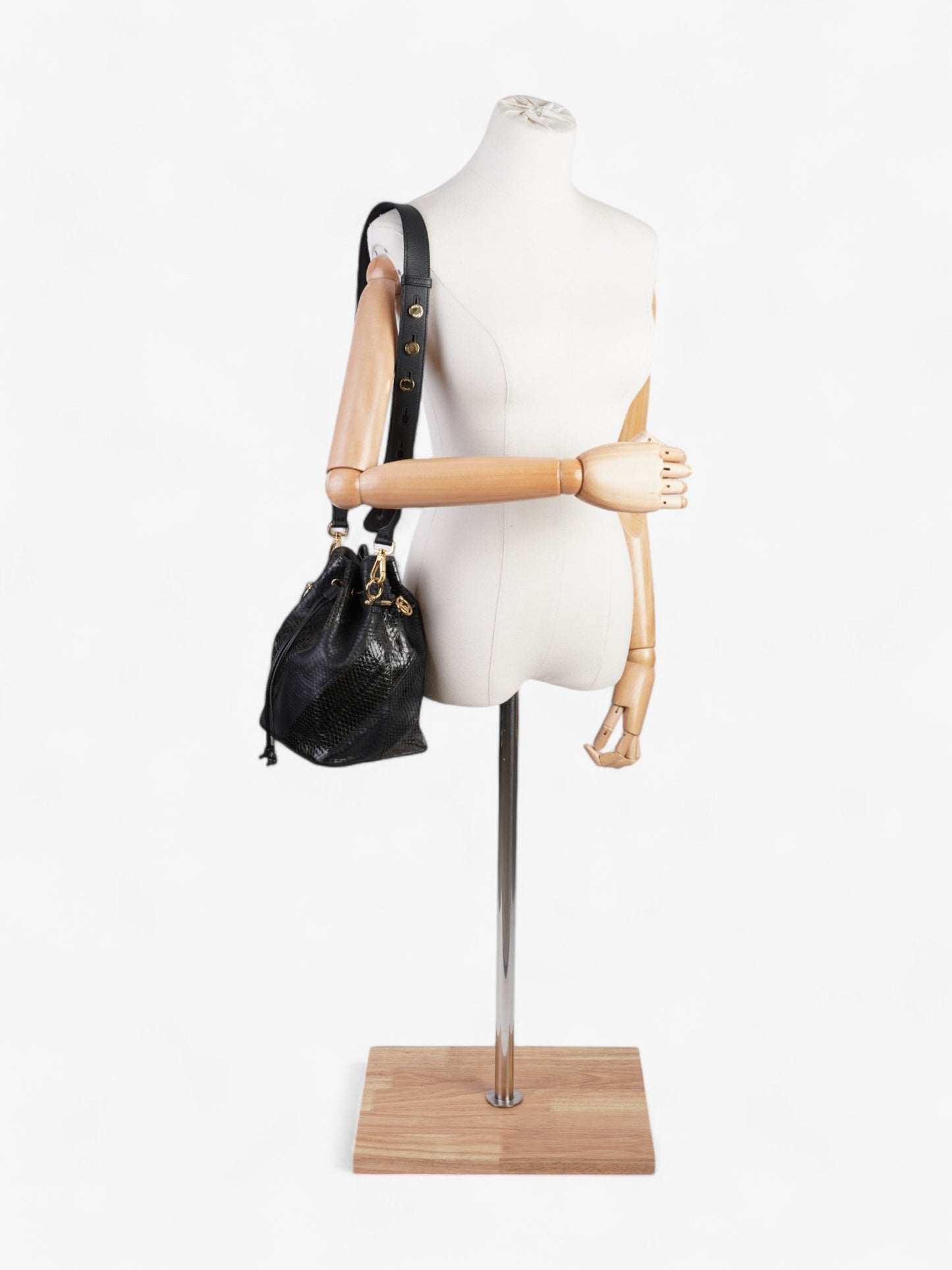 Fendi Mon Tresor Bag Leather Black Embossed Bucket Bag