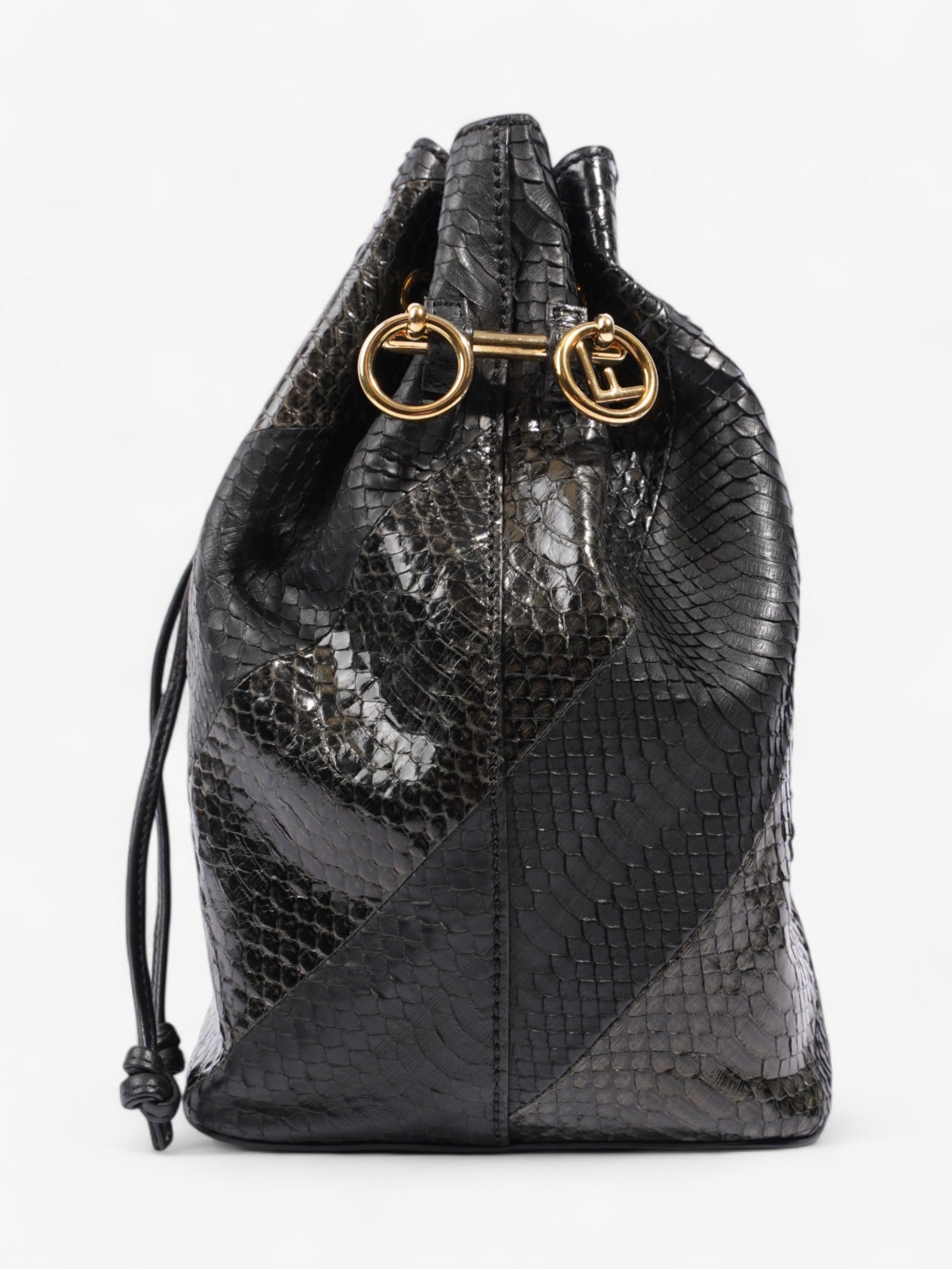 Fendi Mon Tresor Bag Leather Black Embossed Bucket Bag