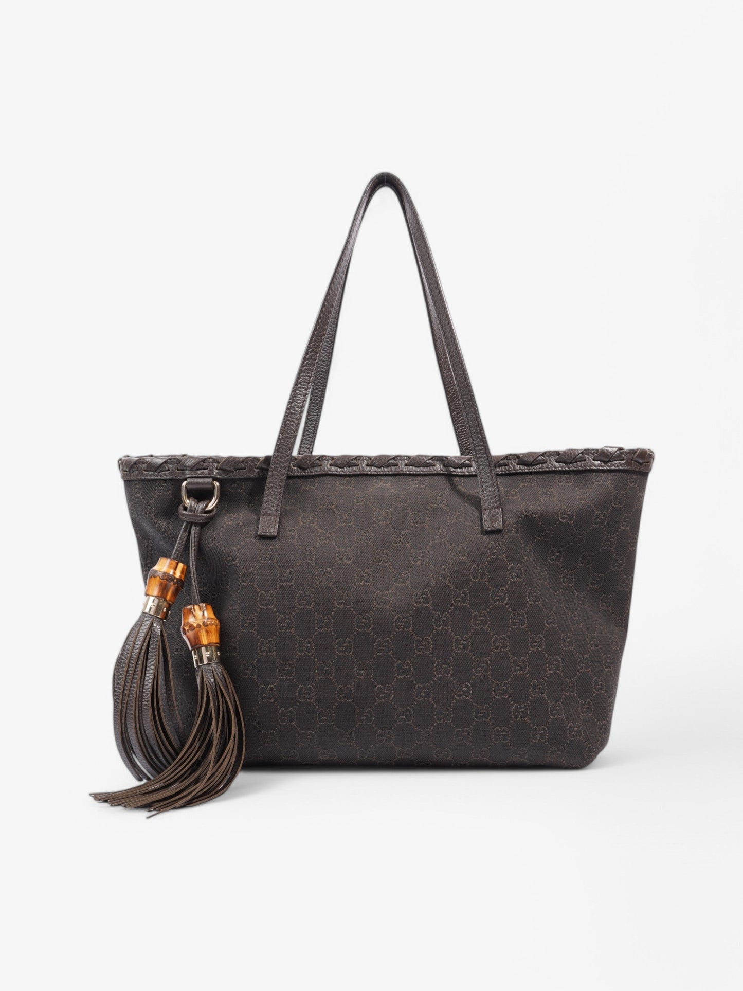 Gucci Tassel Tote Supreme Denim Brown Shoulder Bag