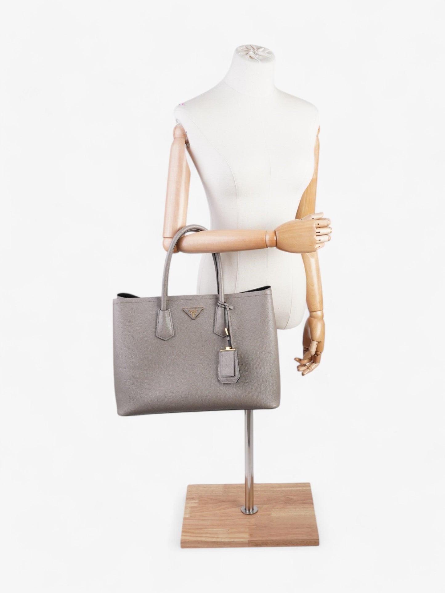 Prada Galleria Grey Tote Bag Leather Saffiano Gray