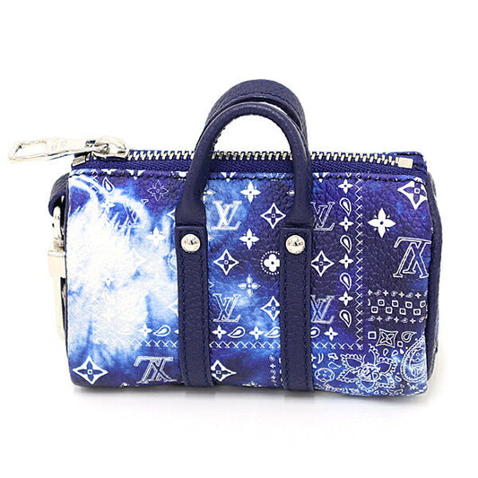 Louis Vuitton charm Porto Cle Pouch Leather Blue Handbag