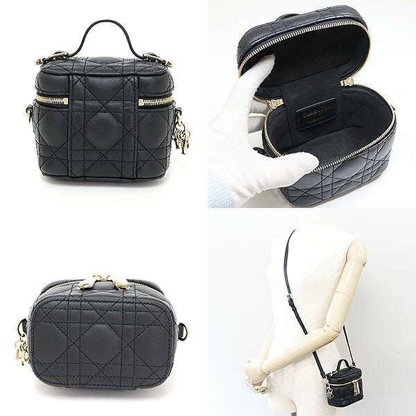 Dior Shoulder Bag Lambskin Lady Micro Vanity Black