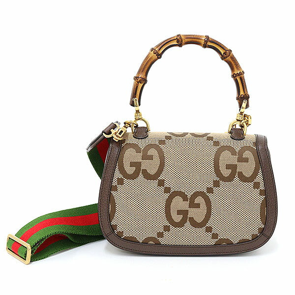 Gucci GG Bamboo Jumbo GG Canvas Beige Small Top Handle Handbag
