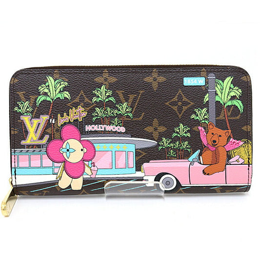 Louis Vuitton Long Purse M80857 cowhide Pink Monogram Leather Canvas Brown Wallet Case