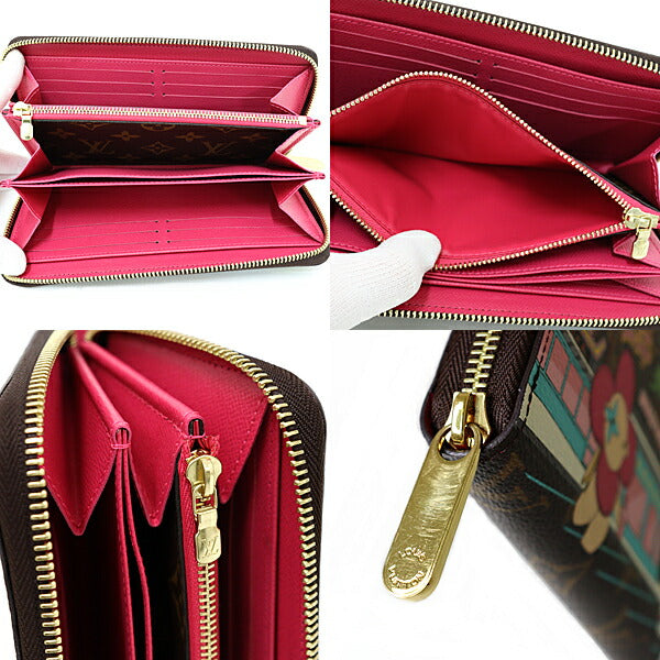 Louis Vuitton Long Purse M80857 cowhide Pink Monogram Leather Canvas Brown Wallet Case