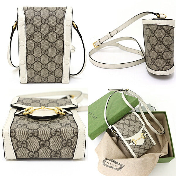 Gucci GG Supreme Horsebit Canvas Beige Mini Shoulder Bag