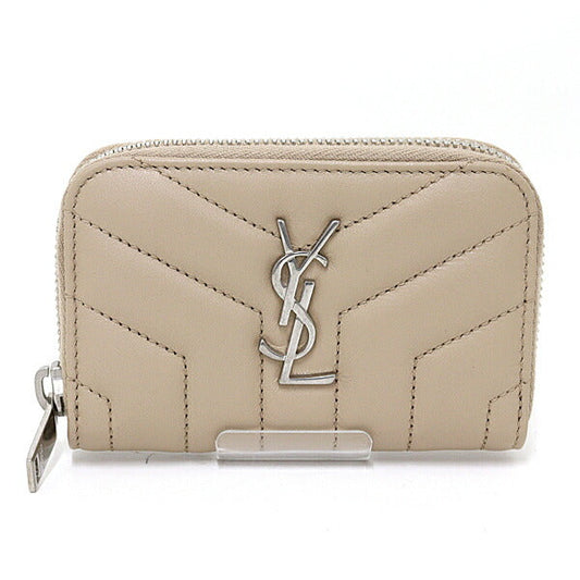 YSL Saint Laurent YSL Saint Coin Case Dark Cassandra Travel Leather Beige Travel Bag