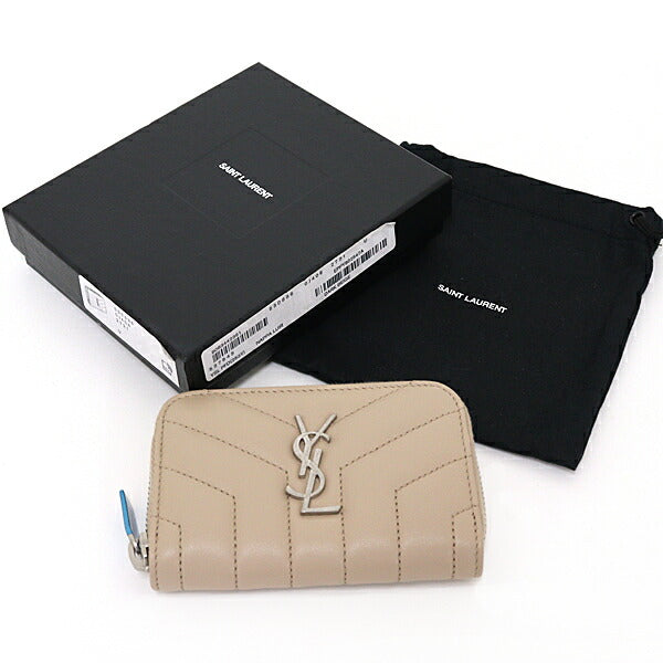 YSL Saint Laurent YSL Saint Coin Case Dark Cassandra Travel Leather Beige Travel Bag