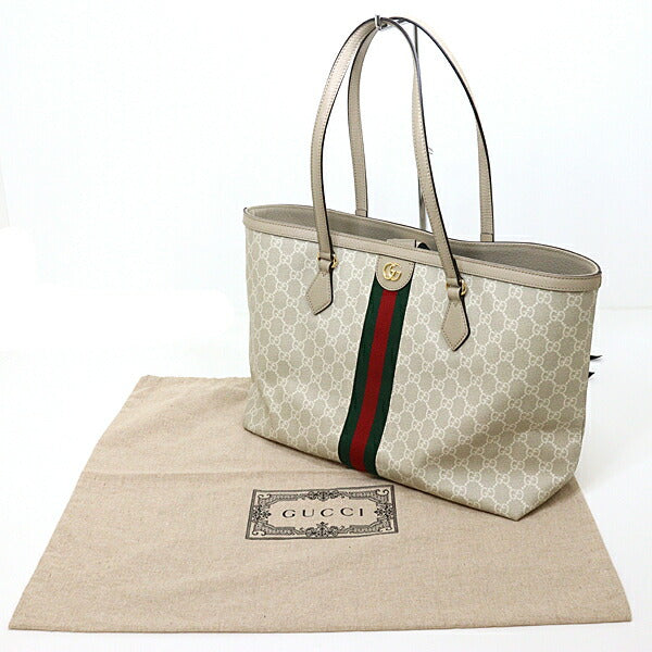 Gucci GG Supreme Ophidia Canvas White Beige Medium Tote Bag