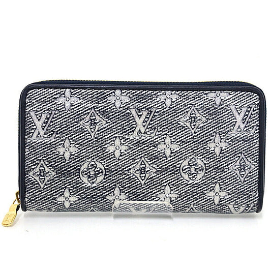 Louis Vuitton Long Purse M82468 Laminated Jacquard Monogram Silver Navy Wallet Case