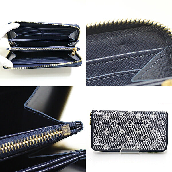 Louis Vuitton Long Purse M82468 Laminated Jacquard Monogram Silver Navy Wallet Case