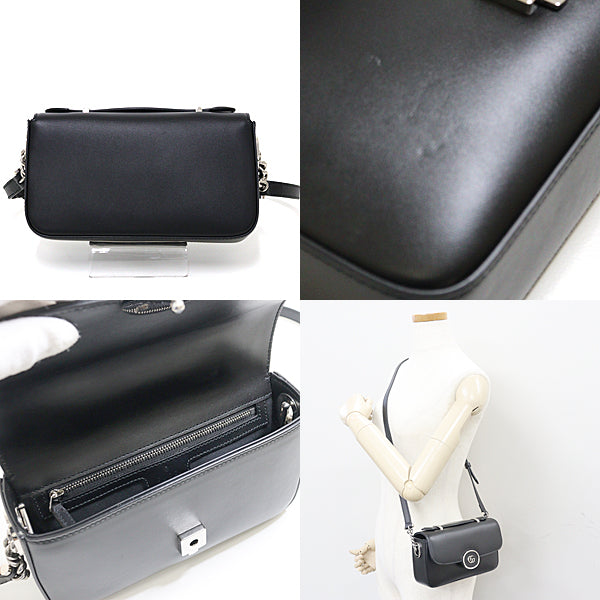 Gucci GG Leather Black Silver Logo Shoulder Bag