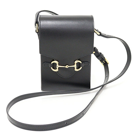 Gucci Horsebit Leather Black Gold Shoulder Bag