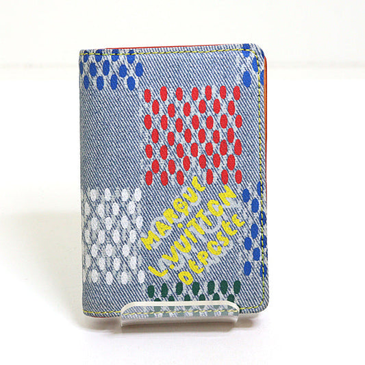 Louis Vuitton N00164 Organizer De Poch Leather Denim Multicolor Wallet Case