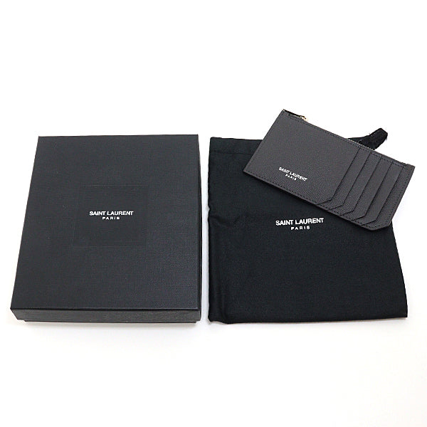 Saint Card Case Dark Gray Zip Card Leather Travel Bag