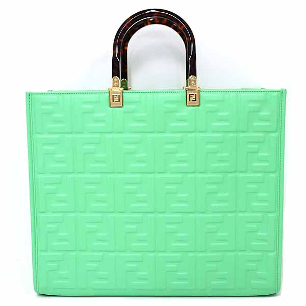 Fendi Tote Bag 8Bh386 Smooth Rubbed Sunshine Green Medium