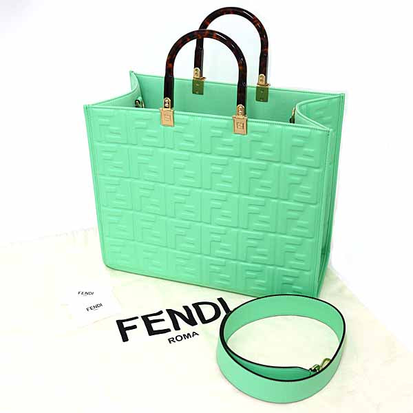 Fendi Tote Bag 8Bh386 Smooth Rubbed Sunshine Green Medium