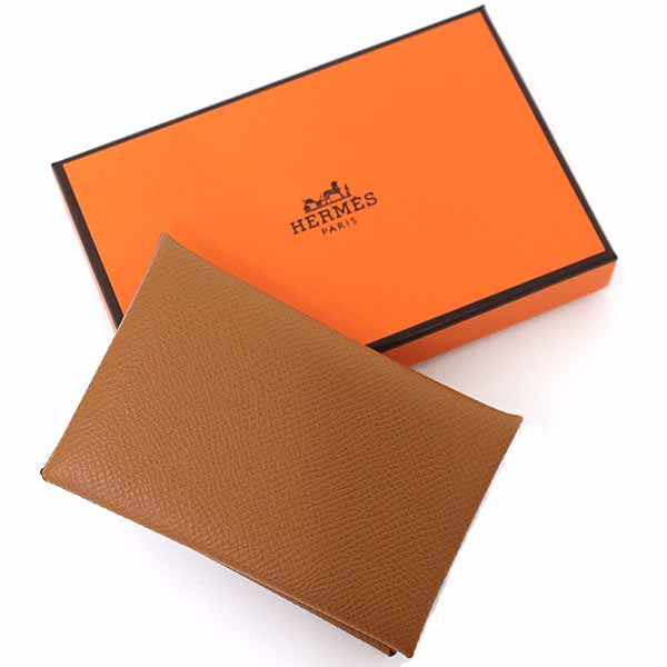 Card Case Epsom ( Type) Calvi Handbag Brown Gold Travel Bag