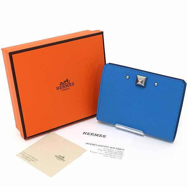 Card Case Medor Handbag Leather Blue Travel Bag