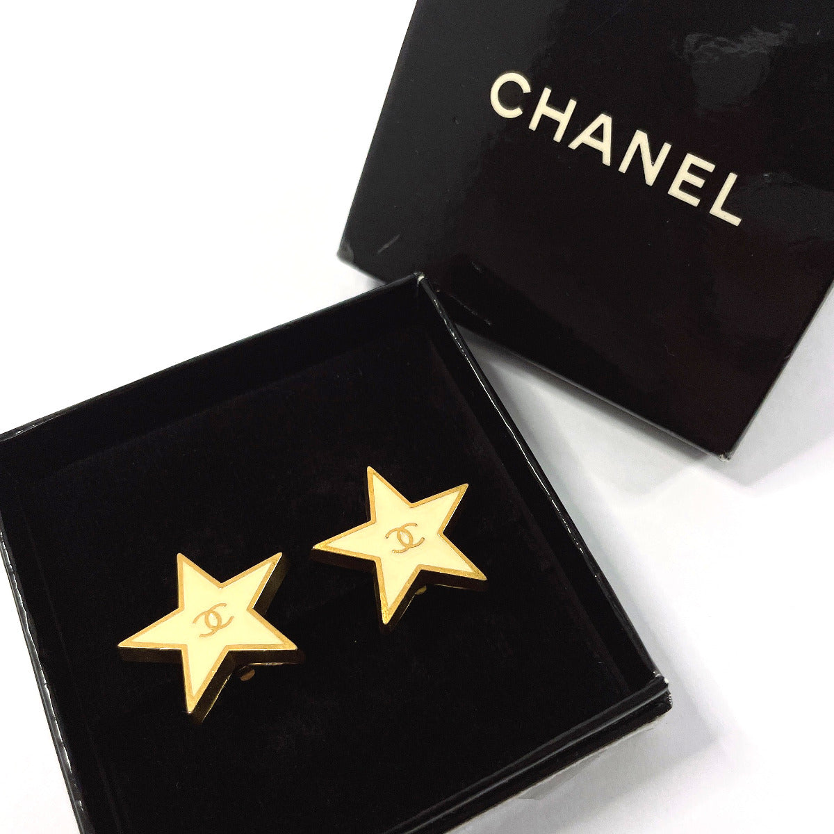 Chanel Star Coco Mark Earrings Gold Jewelry