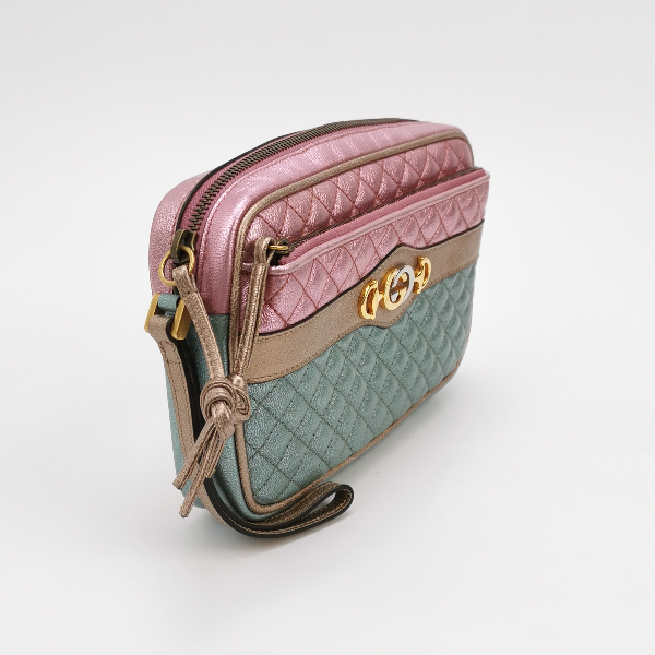 Gucci Teal rsebit Leather Pink Mini Clutch Bag