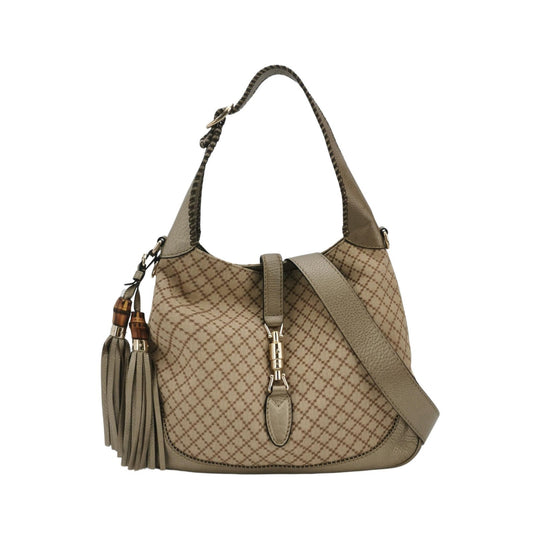 Gucci Jackie Soft Monogram Leather Canvas Green Travel Bag