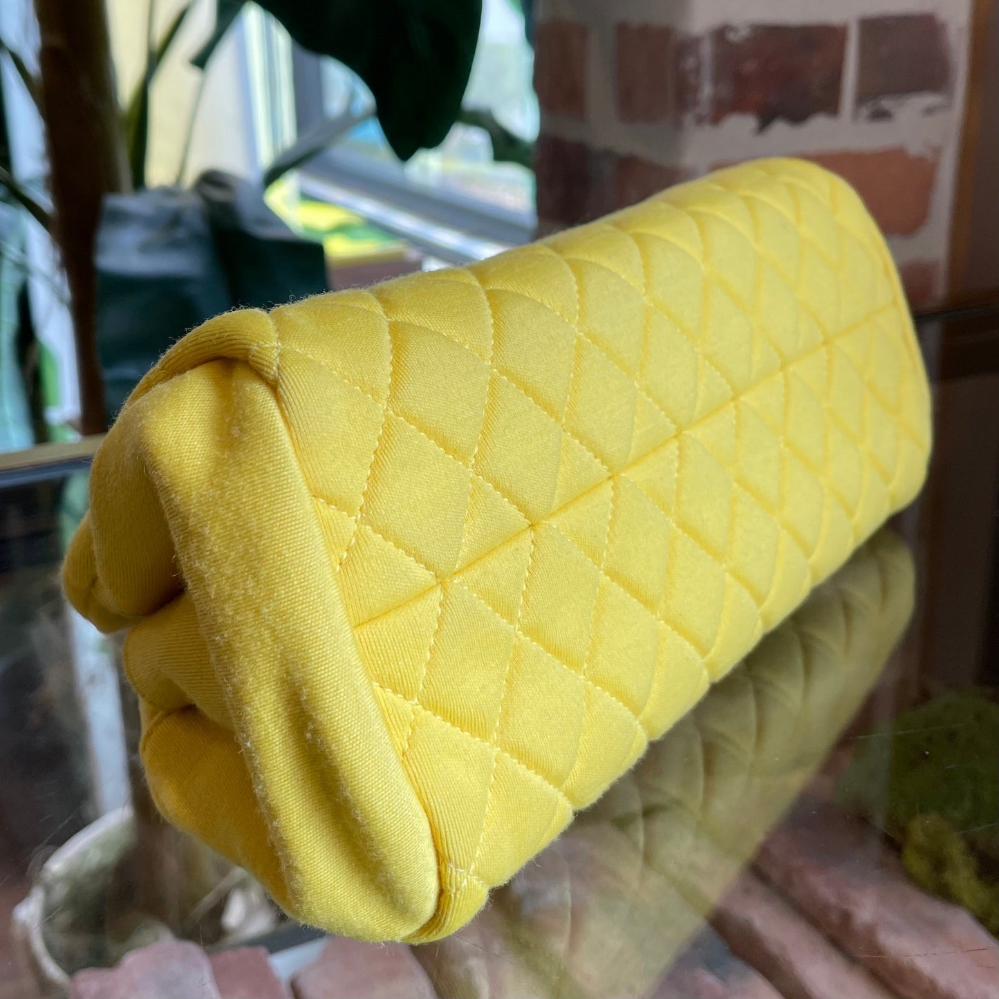 Chanel Yellow Quilted Jersey Small Just Mademoiselle Bowling Bag