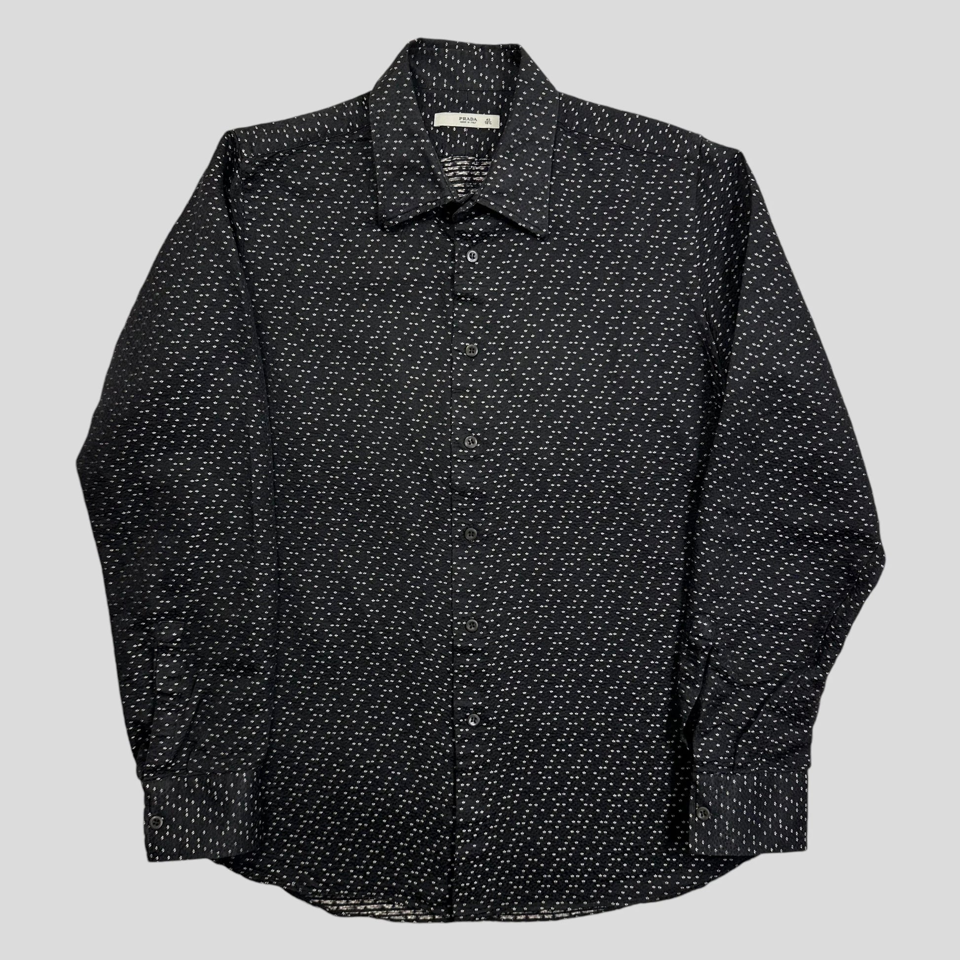 Prada Handbag Milano 00’s Textured Print Silk Shirt