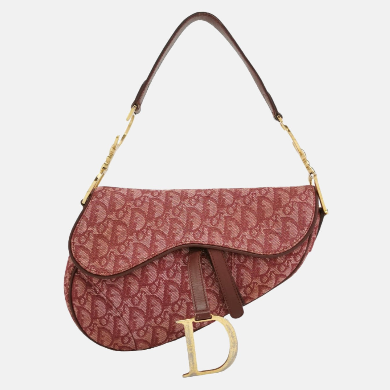 Dior Saddle Burgundy Oblique Shoulder Bag Red