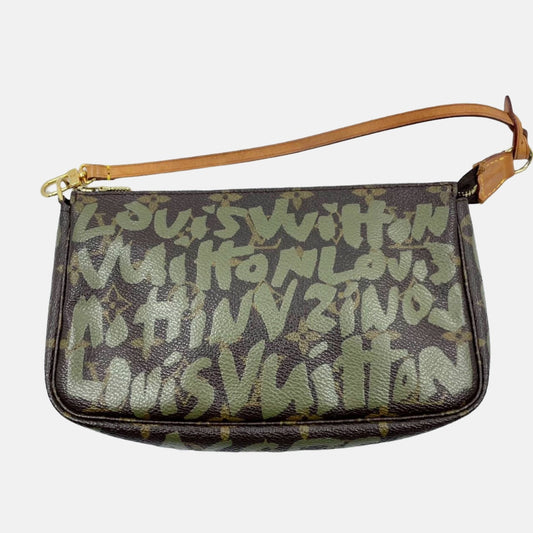Louis Vuitton Pochette Accessoire Graffiti Monogram Green Clutch Bag