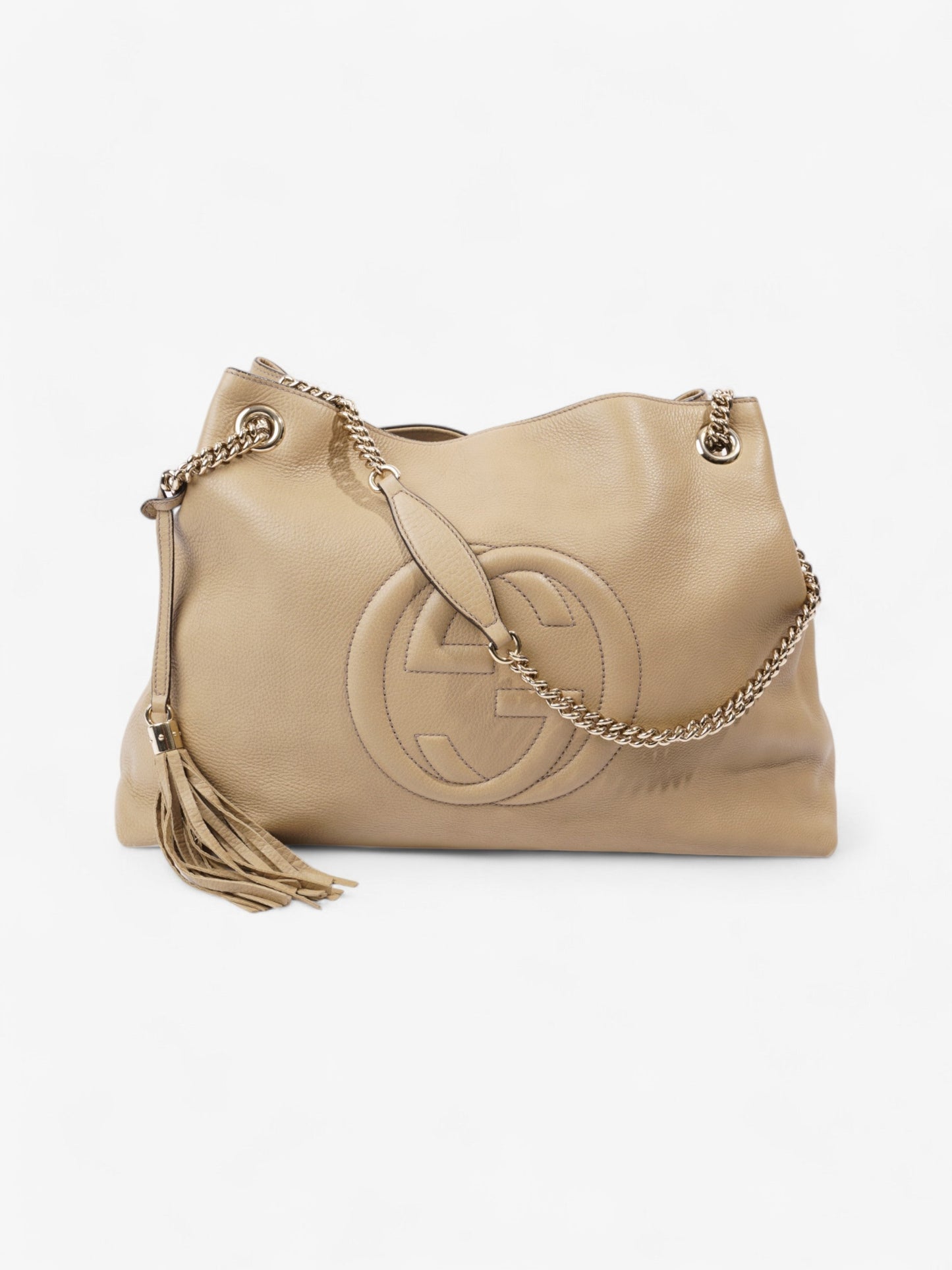 Gucci Soho Chain Tote Light Calfskin Leather Beige Shoulder Bag