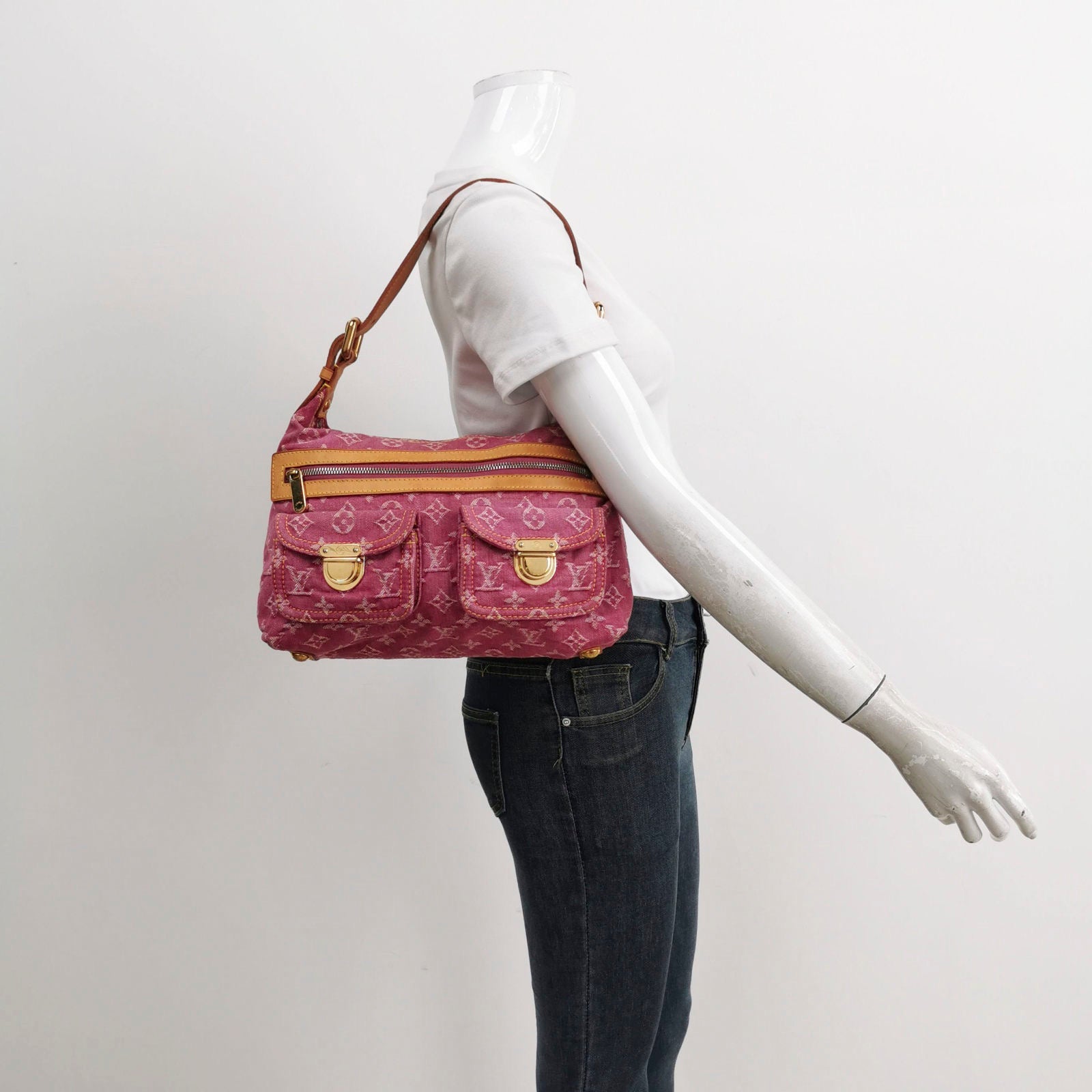 Louis Vuitton Denim Baggy PM Monogram Pink Shoulder Bag Bag 1