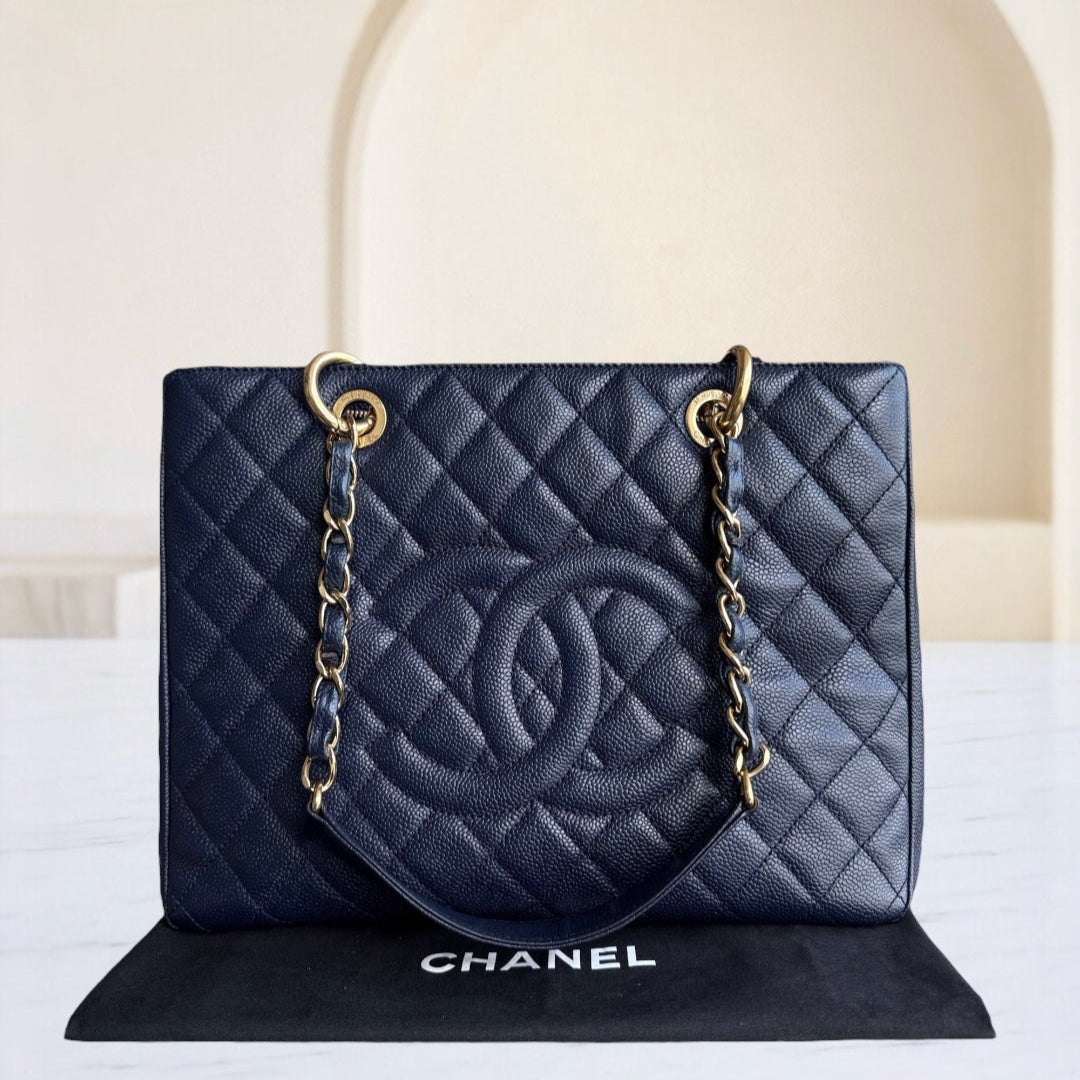 Chanel GST Grand Shopping Tote - Caviar Grained Quilted Blue Tote Bag 19 2