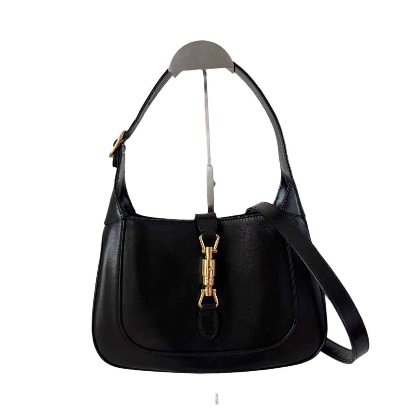 Gucci Jackie Long Strap Leather Black Small Travel Bag