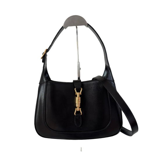 Gucci Jackie Long Strap Leather Black Small Travel Bag