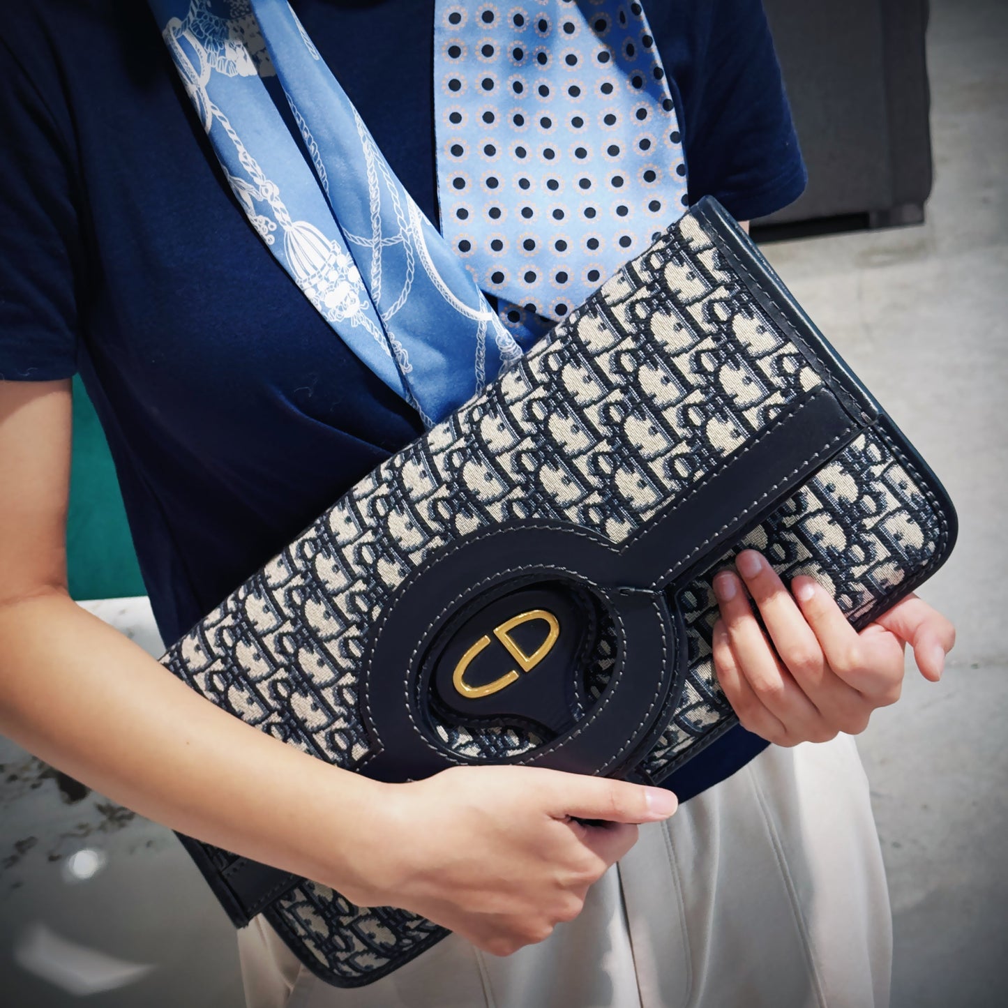 Dior Clutch Bag Christian Oblique Fold Over Clutch TWS