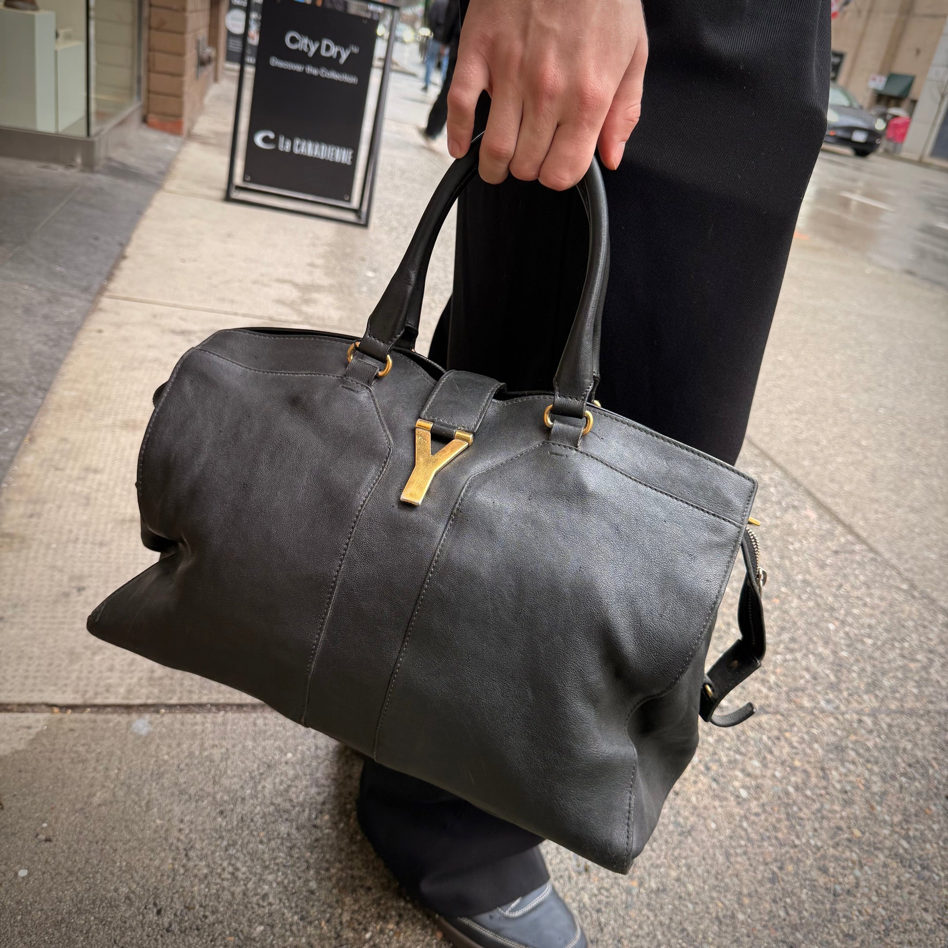 YSL Saint Laurent Yves Cabas Handbag Lambskin Black Travel Bag
