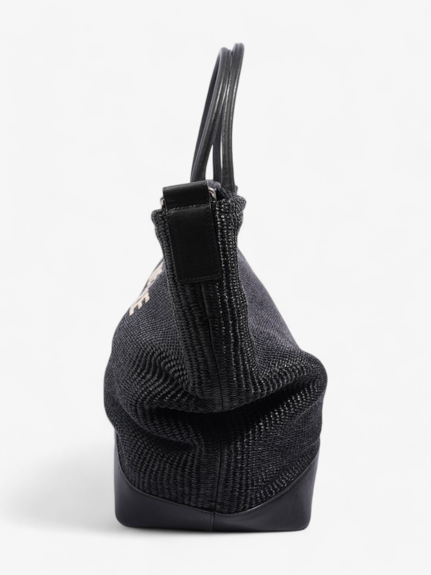YSL Saint Laurent Rive Gauche Tote Bag Raffia Black Large