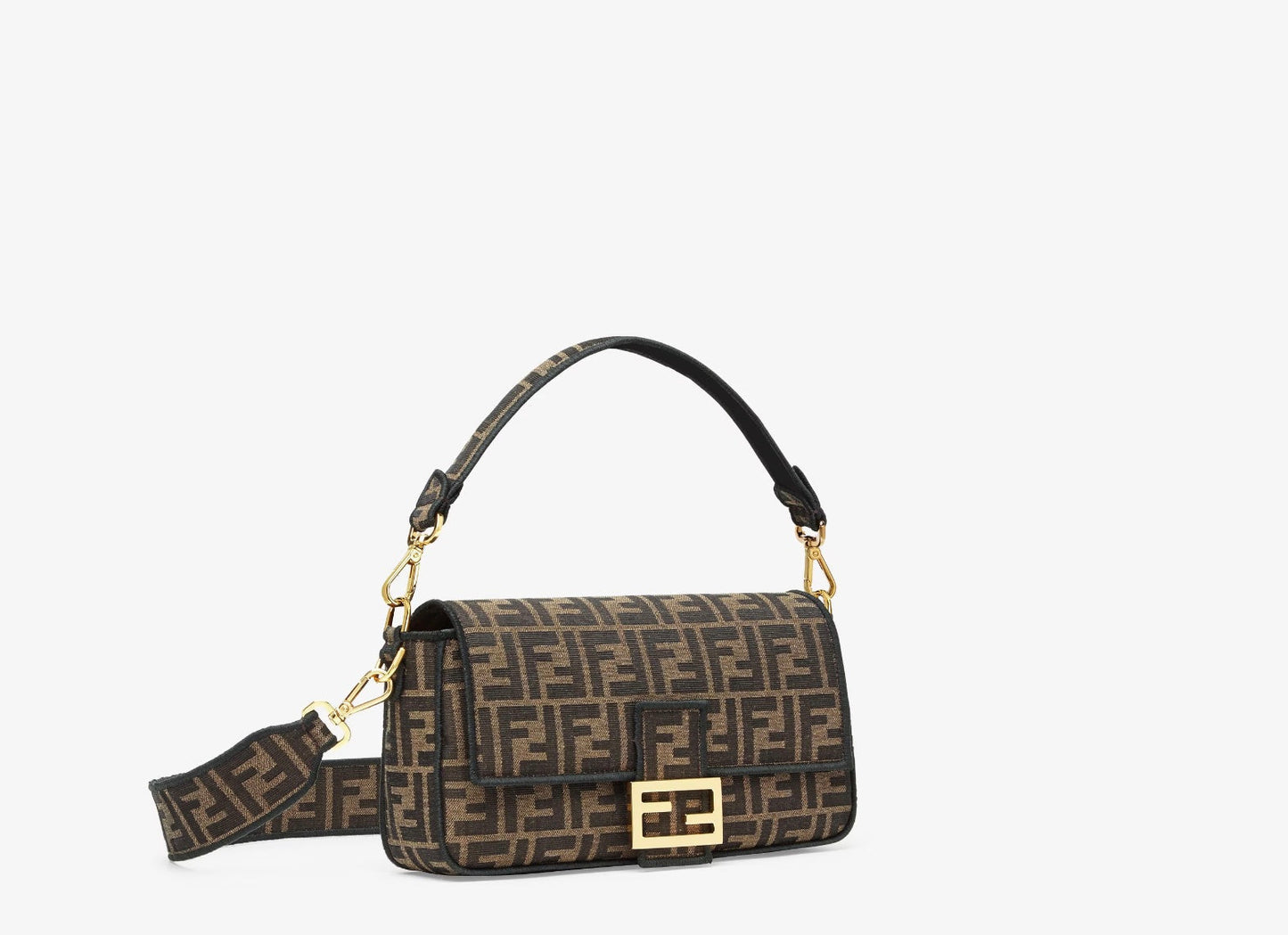 Fendi Ff Jacuard Bagutte Bag Tobacco Medium Travel Bag