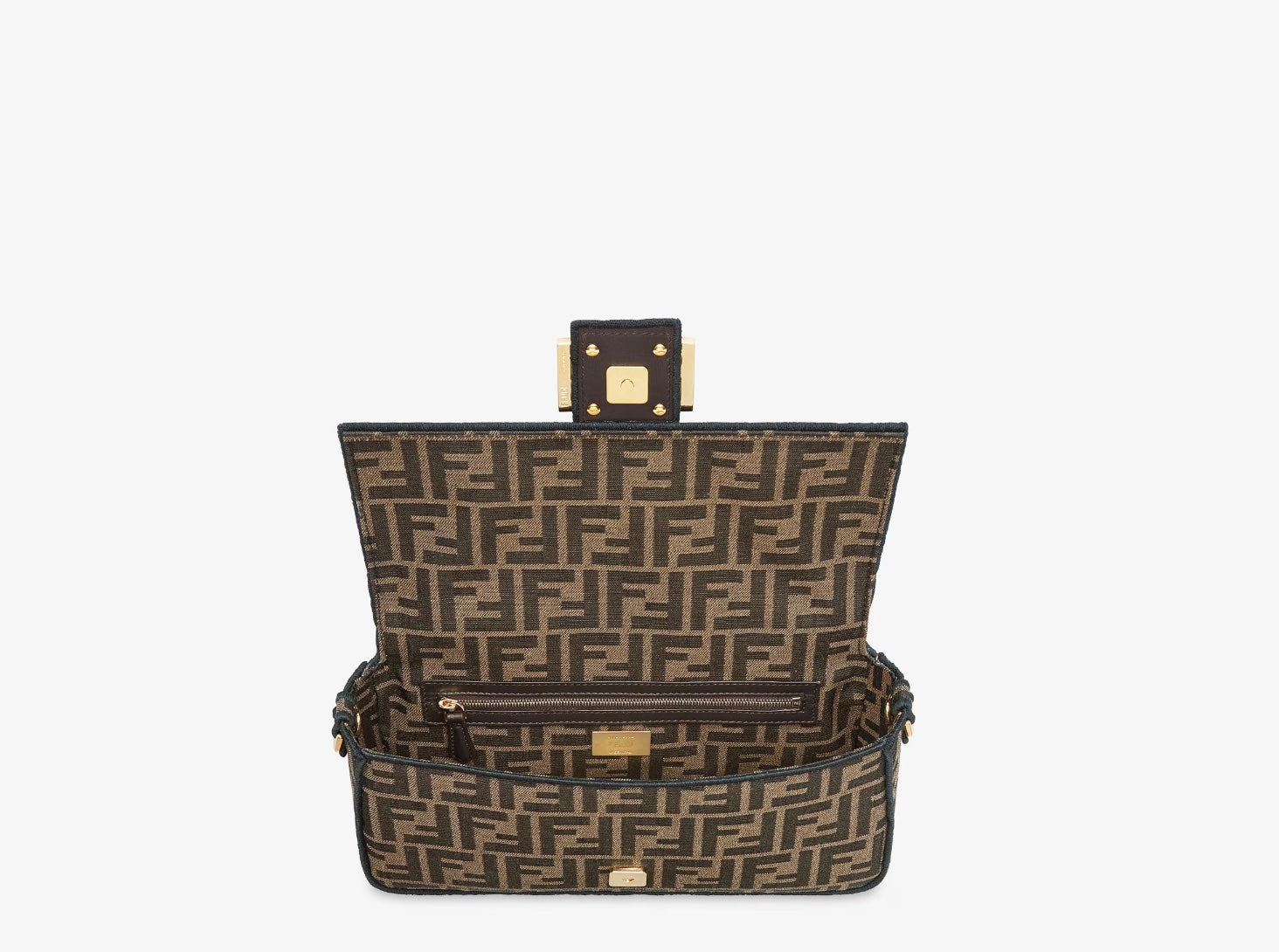 Fendi Ff Jacuard Bagutte Bag Tobacco Medium Travel Bag
