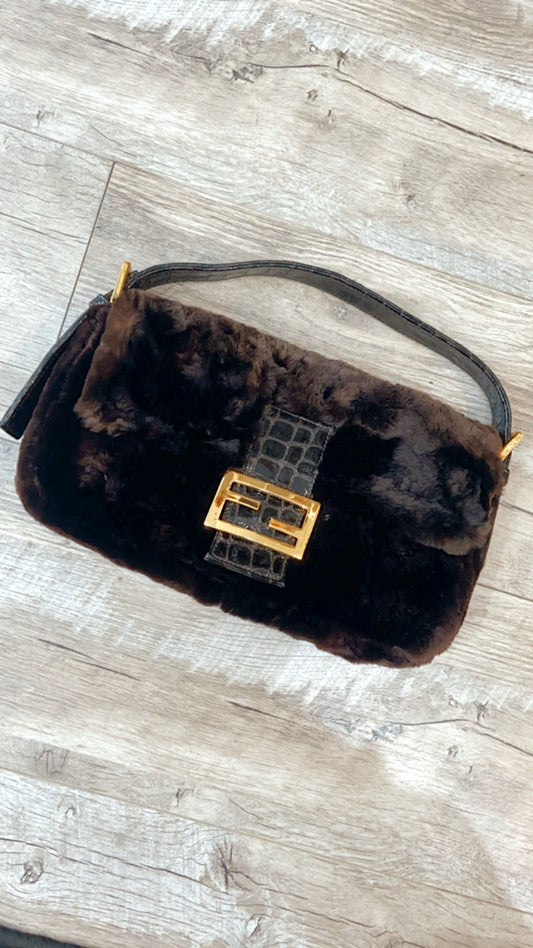 Fendi Rabbit Fur Handbag Travel Bag