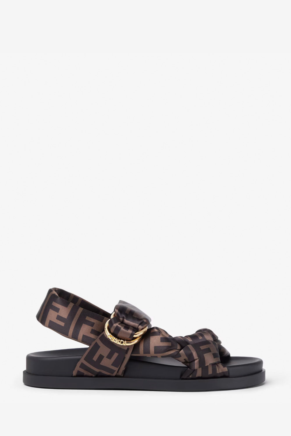 Fendi Shoe Feel FF Sandals Satin Brown Shoes