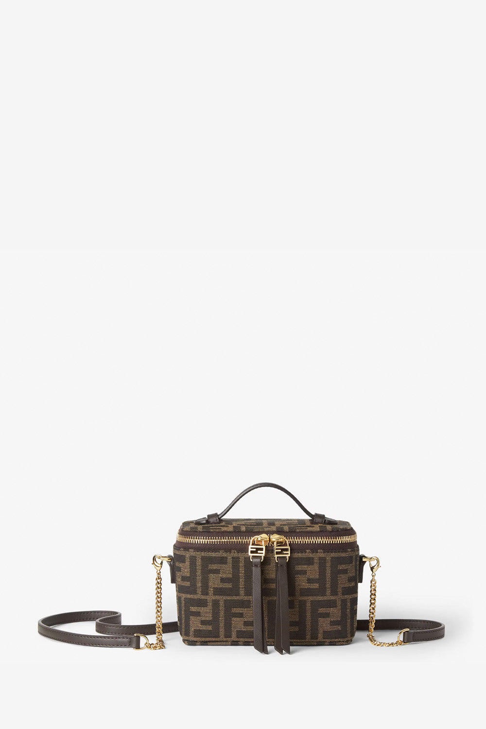 Fendi Crossbody Bag Vanity Tobacco FF Jacquard Fabric -Bag Brown Mini