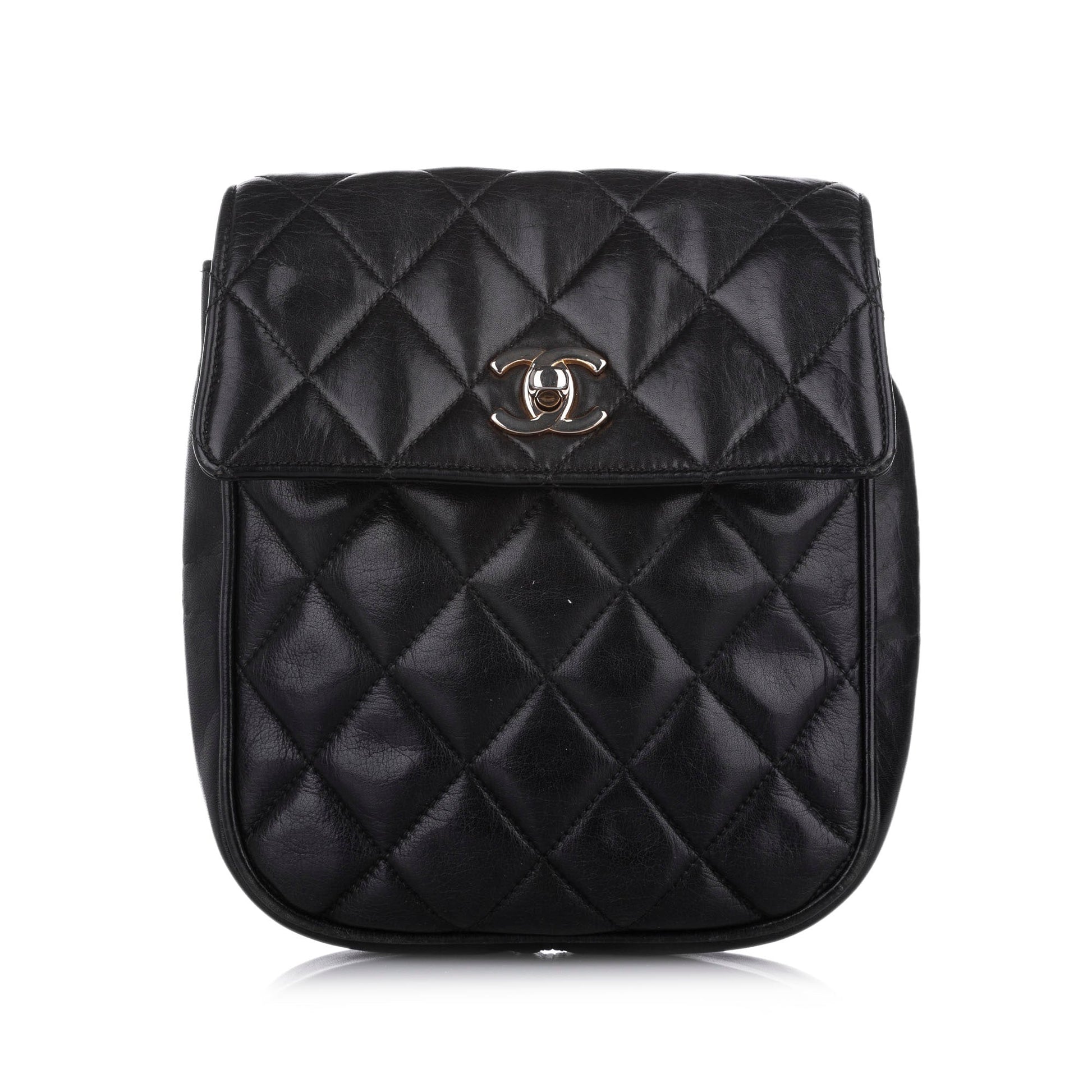 Chanel CC Lambskin Crossbody Bag Leather Matelasse